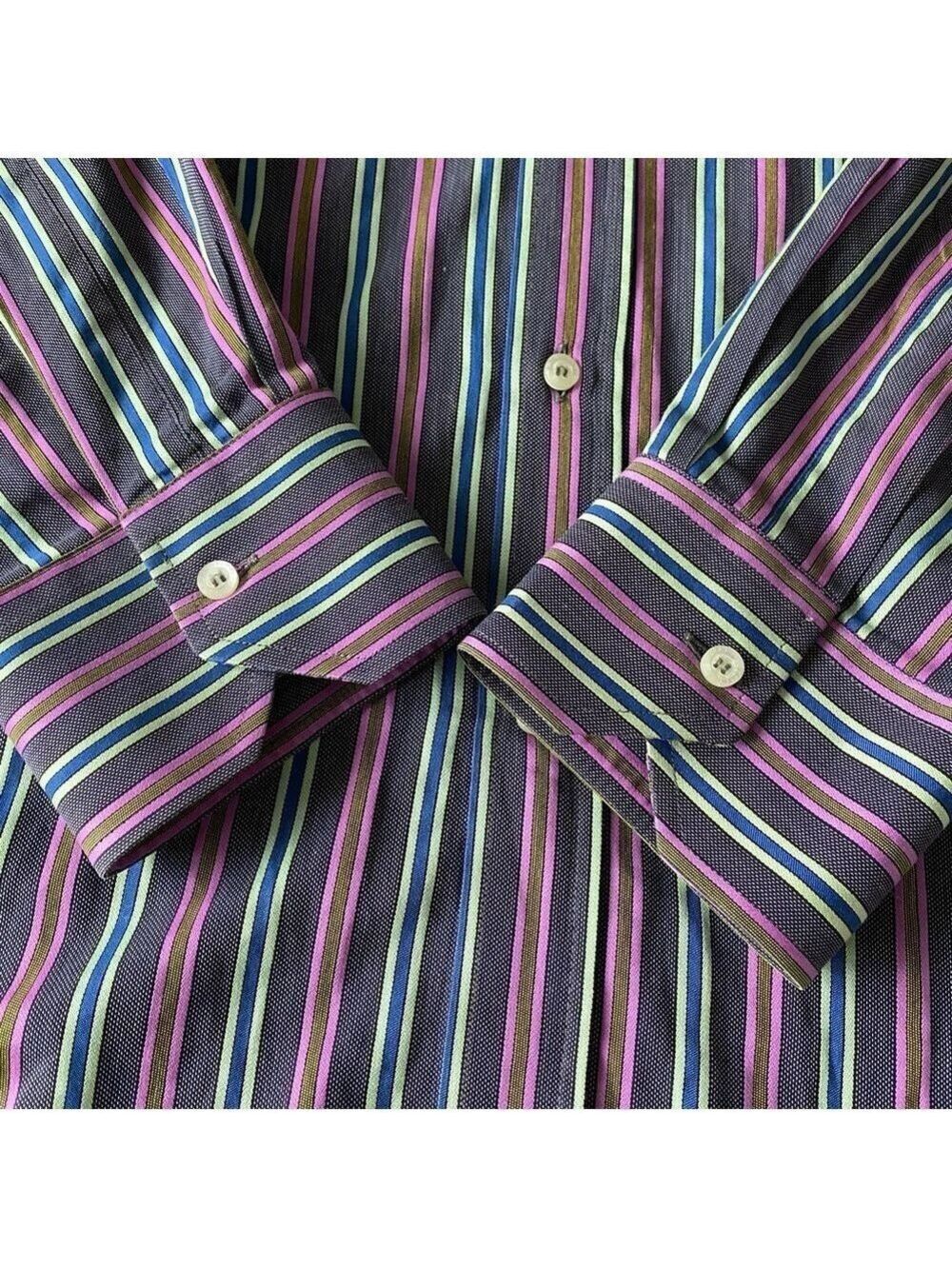 Etro Milano Men's Dress Shirt Sz 42 Striped Multicolor Button Up Made in Italy - Picture 5 of 10